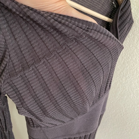 MISSONI Knit ribbed zig zag V-Neck Mini Dress grey long sleeve size 2 wool blend - Picture 11 of 13